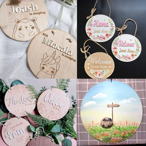 Miniatura 4 de 10 círculos de madera redondos de 14 pulgadas para manualidades, rebanadas de madera sin terminar, círculos de madera redondos en blanco, círculos