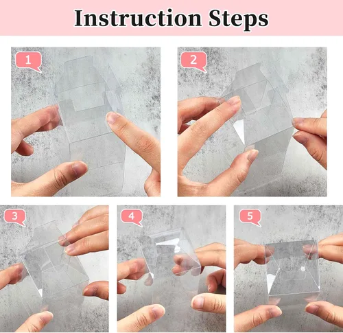 Miniatura 7 de JOERSH Cajas transparentes de 2 x 2 x 2 pulgadas para regalos con cintas de regalo, 60 cajas de mini cubos transparentes para bodas, baby shower