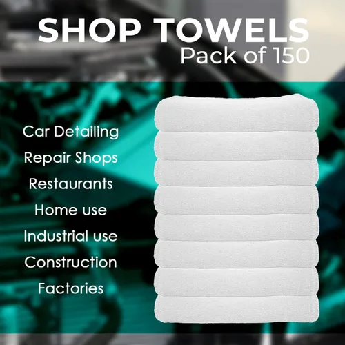 Miniatura 7 de Avalon Towels Cotton Shop Trapos Paquete de 150 trapos de limpieza de 12 x 14 pulgadas Toallas absorbentes y toallas de limpieza multiusos