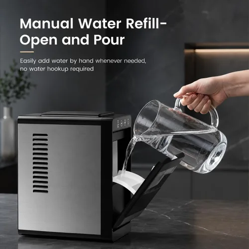 Miniatura 7 de Kismile Máquina portátil para hacer hielo de encimera, 26 libras de hielo en 24 horas, máquina de hielo autolimpiante con tamaño de hielo