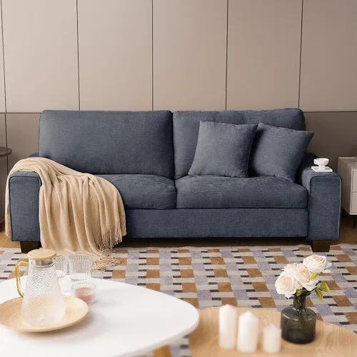 Miniatura 19 de DOPEDIO Sofá biplaza moderno para sala de estar, sillón reclinable de chenilla, funda extraíble, cojines de resorte, marco de madera maciza, fácil