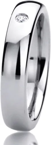 Miniatura 3 de Prime Pristine Anillo de boda personalizado de titanio de ajuste cómodo de 0.157in con circonita cúbica única