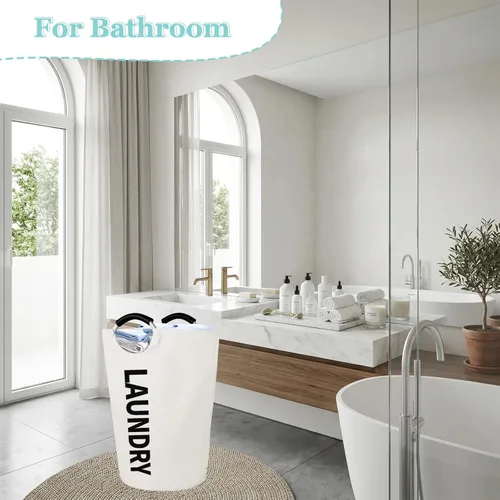 Miniatura 7 de WOOHA Cesta de lavandería grande de 115 litros, cesta plegable para ropa, cestas altas de tela plegables para dormitorio, armario, baño