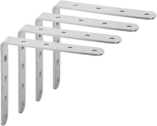 Miniatura 10 de Alise 4 soportes en L resistentes, soportes de esquina de 3.2 x 3.2 pulgadas, soportes flotantes blancos para estantes, soportes de montaje en pared