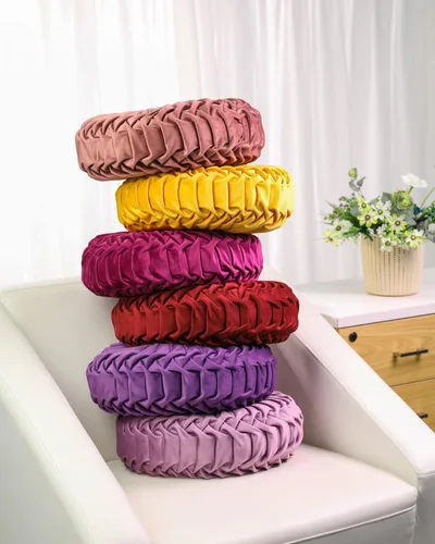 Miniatura 3 de HLOVME Cojín decorativo redondo para sofá, cama, sala de estar, cojín pequeño de suelo para adultos y niños, 13.7 pulgadas (A01-rosa)