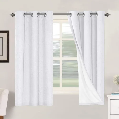 Miniatura 107 de H.VERSAILTEX Cortinas opacas de lino de 72 pulgadas de largo, 100% absolutamente opacas, con aislamiento térmico, con textura de lino, cortinas
