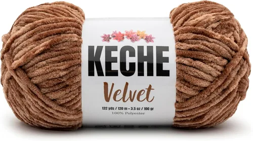 Miniatura 45 de Keche Hilo de terciopelo para ganchillo, manta de felpilla suave, voluminosa, hilo amigurumi, 3.53 oz (132 yardas), color azul bebé