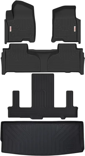 Alfombrillas de suelo y alfombrilla de maletero Tesson para Chevy Tahoe/GMC Yukon/Yukon Denali 2021-2025 2026 7 plazas (NO para Yukon XL),