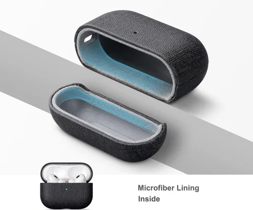 Miniatura 5 de LOPIE Funda para AirPods Pro de 2ª generación (no para 3ª generación), piel vegana estilo lona, funda protectora rígida para hombres/mujeres, hecha