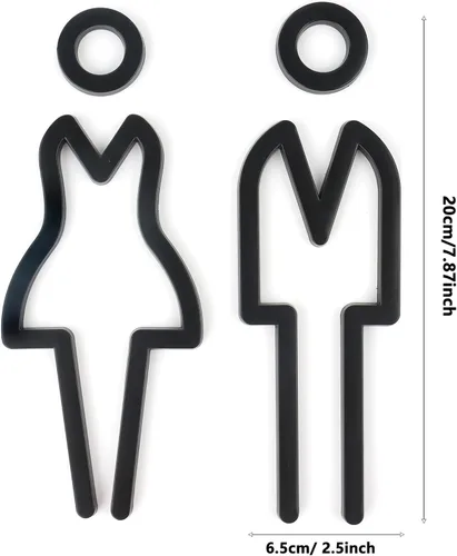 Miniatura 2 de Letrero de baño acrílico con respaldo adhesivo para hombres y mujeres, letreros de puerta de baño, letreros de baño para negocios, señalización
