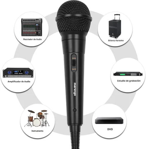 Miniatura 3 de Marengo Micrófono de Mano con Cable, Micrófono Vocal Dinámico Cardioide con Cable de 13 pies e Interruptor de Encendido/Apagado, Idealmente Adecuado