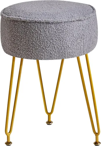 Miniatura 9 de IBUYKE Reposapiés otomano redondo de terciopelo teddy, mesa auxiliar de tocador de maquillaje, asiento de mesa de tocador de terciopelo, puf Negro