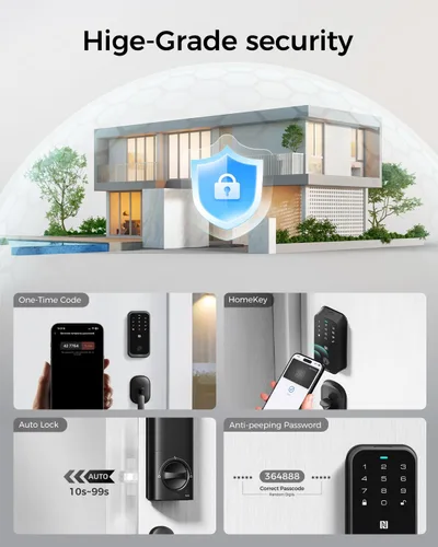 Miniatura 6 de Cerradura inteligente con llave Apple Home, cerradura de puerta de entrada sin llave para puerta delantera, funciona con Homekit, teclado, bloqueo