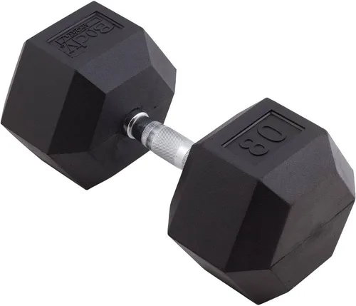 Miniatura 24 de Body Sport Mancuerna hexagonal con revestimiento de goma, individual – Mancuernas para ejercicios – Equipo de entrenamiento de fuerza – Accesorios