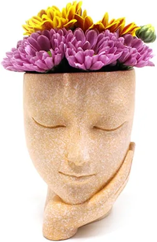 Miniatura 9 de FOMIYES Maceta de flores para suculentas, bonita resina de cactus, ojos cerrados, exteriores, interiores, jardín, patio, césped, decoración de baño