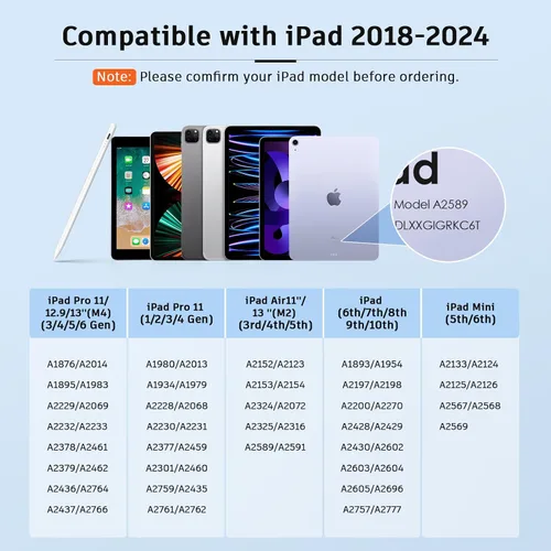 Miniatura 3 de Lápiz óptico para iPad 2018-2024, 15 minutos de carga rápida Apple Pen iPad lápiz con rechazo de palma y sensibilidad de inclinación, compatible