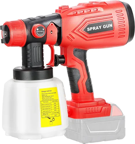 Miniatura 10 de Pulverizador de pintura inalámbrico para batería Black&Decker de 20V, pistola de pintura manual con 3 patrones de pulverización y 4 boquillas, ideal