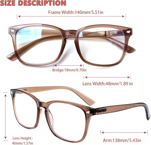 Miniatura 5 de Henotin Paquete de 4 lentes de lectura con bloqueo de luz azul para mujeres y hombres, lectores de computadora con bisagra de resorte, anteojos
