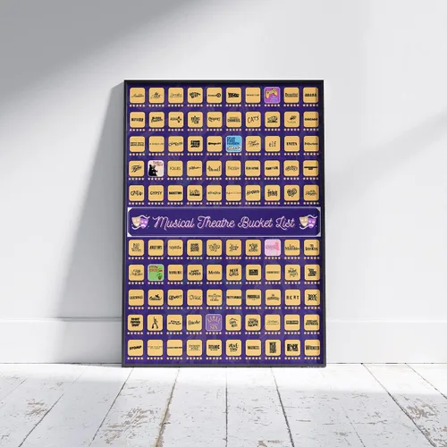 Miniatura 4 de Póster para raspar con 100 espectáculos de teatro musical, regalo para fanáticos del teatro musical y amantes de Broadway, 23 x 17 pulgadas