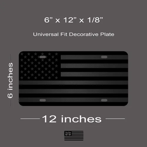 Miniatura 3 de Placa de matrícula de bandera estadounidense oculta casi invisible no fabricada en China, negro mate sobre aluminio compuesto negro de 1/8 pulgada