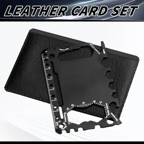 Miniatura 6 de Cholemy 1 cartera para tarjetas de crédito, multiherramienta 46 en 1, herramienta de bolsillo de supervivencia de metal de acero inoxidable