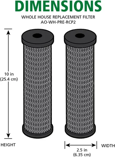Miniatura 5 de AO Smith 2.5"x10" 5 micras cartucho de reemplazo de filtro de agua con envoltura de carbón para sedimentos - paquete de 2 - para sistemas