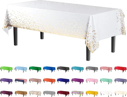Miniatura 14 de Party Solids Paquete de 4 manteles de plástico color azul aguamarina, 54 x 108 pulgadas, mantel desechable para fiestas y pícnics