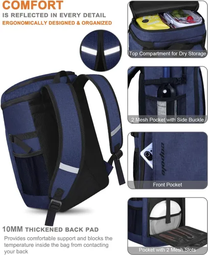 Miniatura 5 de Capolo Mochila térmica térmica impermeable para mujeres y hombres, 36/45 latas, lonchera a prueba de fugas, bolsa térmica suave para acampar y playa