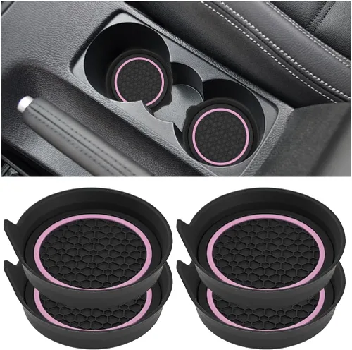 Miniatura 12 de HZEL Posavasos Portavasos para Automóvil, 4PCS Almohadillas Antideslizantes Impermeables para Botellas de Agua de Vehículos, Alfombrillas Empotradas