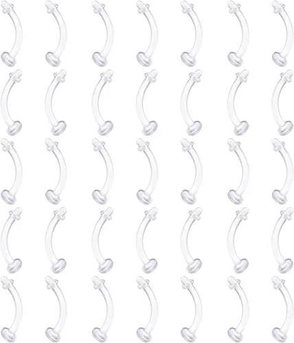 Miniatura 8 de D.Bella Aretes de cartílago transparente, 20 piezas de 0.63 oz de acrílico transparente Bioflex Tragus Retener, anillos de labio, nariz, labret