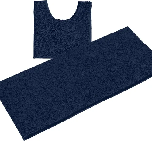 Miniatura 48 de LuxUrux Juego de 2 tapetes de baño de felpa extrasuave, material de microfibra de felpilla de 1 pulgada, color verde súper absorbente
