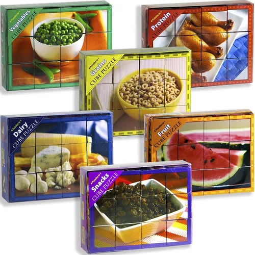 Stages Learning Food Group - Juego de 6 cubos de madera para preescolar (36 piezas), multicolor