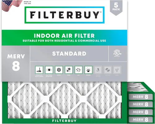 Miniatura 15 de Filterbuy Filtro de aire de 8 x 14 x 1 pulgadas MERV 8, protección contra el polvo (paquete de 5), filtros de aire de repuesto plisados HVAC