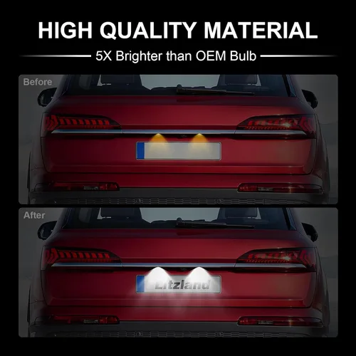 Miniatura 2 de litzland Luces LED para matrícula, compatibles con Audi A3 S3 A4 S4 A6 S6 A8 S8 Q7 RS4 lente transparente, lámpara LED para matrícula, paquete de 2