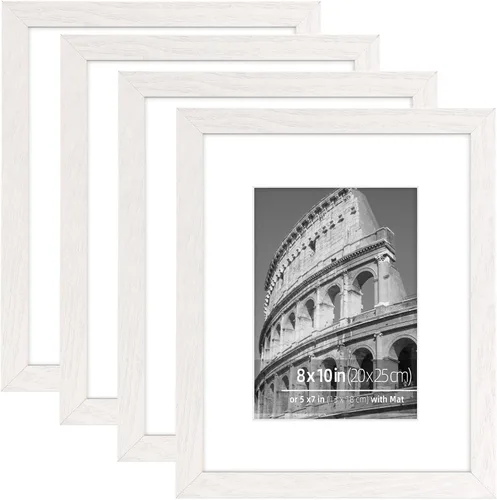 Marcos de fotos de 8 x 10 pulgadas o 5 x 7 pulgadas con paspartú, estante de mesa o montaje en pared vertical u horizontalmente, tapete de vidrio