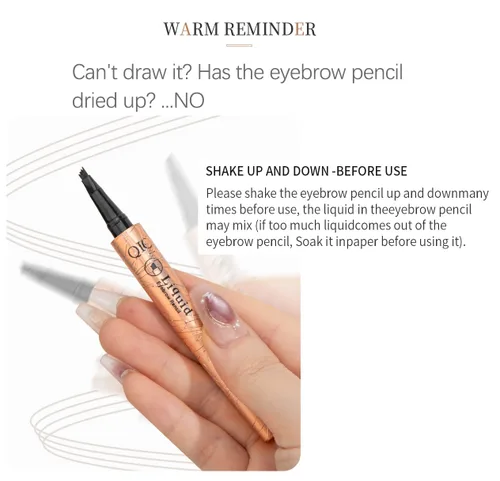 Miniatura 3 de Yulinlon Q706 Bolígrafo para cejas, de 4 puntas, maquillaje de cejas preciso, duradero e impermeable (1# Marrón claro)