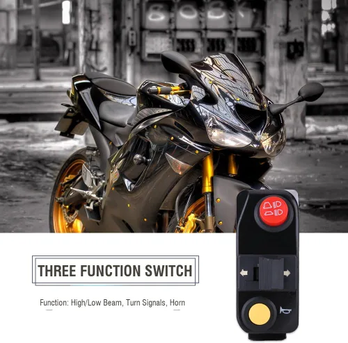 Miniatura 7 de Keenso Interruptor de control del manillar de la motocicleta de 7/8", 3 en 1 de la bocina de giro alto y bajo, negro