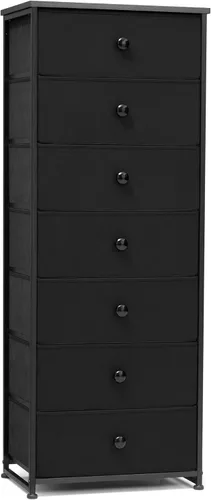 Crestlive Products Cajonera alta, torre de almacenamiento de 7 cajones de tela, cómodas - Unidad organizadora vertical para dormitorio, pasillo,