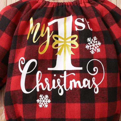 Miniatura 6 de Baby Girls Christmas Dress with Bow Headband Red Plaid Dress Long Sleeve Tulle Tutu Princess Party Dress Winter Clothes