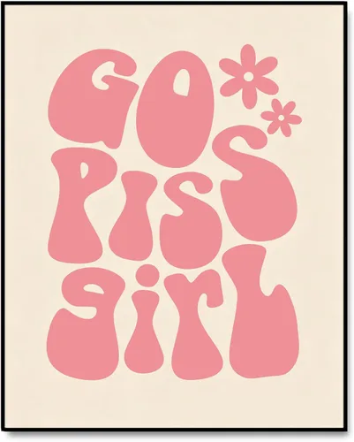 Miniatura 10 de Go Piss Girl Arte de Pared Trendy Arte de Pared Divertido Idea de Regalo Lindo Decoración de Apartamento Impresión de Baño Rosa Decoración