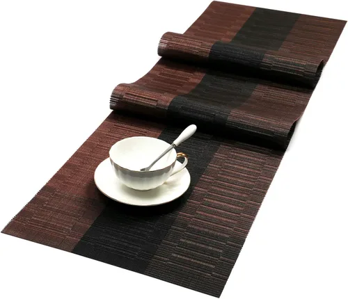 Miniatura 33 de SHACOS - Caminos de mesa de vinilo tejido, lavables, para uso en interiores o exteriores, fáciles de limpiar