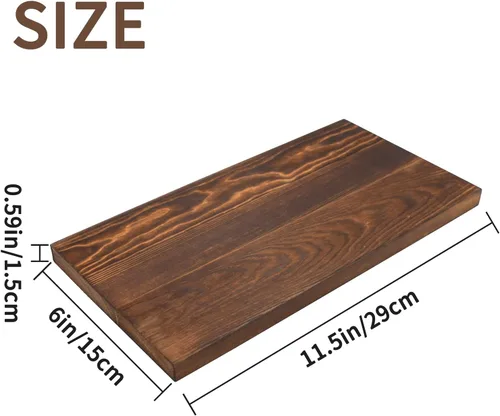 Miniatura 7 de Paquete de 3 tableros rectangulares de madera carbonizada de Paulownia de doble cara sin terminar para estantes de pared, manualidades, decoración