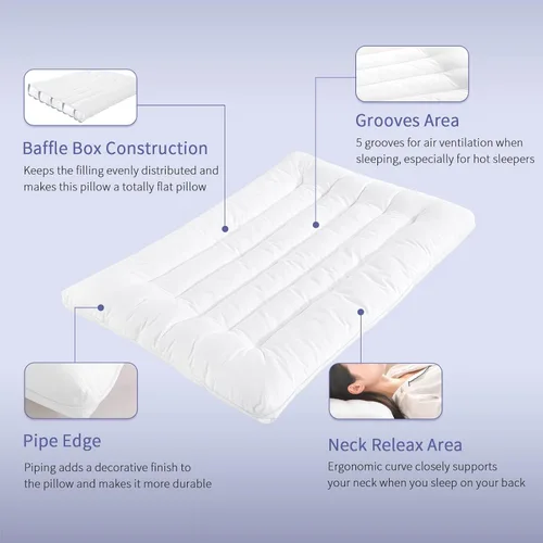 Miniatura 5 de ROYALAY Almohada ultra fina para personas que duermen boca abajo y de espalda, almohada plana delgada de 2.5 pulgadas, diseño de perfil extra bajo