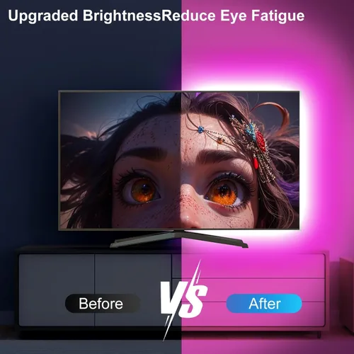 Miniatura 3 de REEMEER Luces LED para TV, luz LED de 16.4 pies para televisores de 45 a 75 pulgadas, luces RGB retroiluminadas detrás de sincronización de música