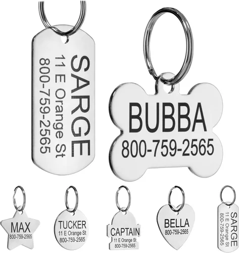 Miniatura 10 de Providence Engraving - Etiquetas de identificación de acero inoxidable con grabado personalizado para mascotas. Etiquetas en tamaño pequeño