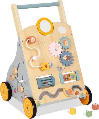 Miniatura 7 de Andador de empuje de madera para bebés y juguete de arrastre de actividades de aprendizaje para niños pequeños - Desarrolla habilidades motoras