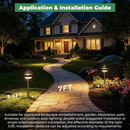 Miniatura 6 de Gardencoin Pagoda Luces de Camino de Bajo Voltaje para Paisaje, Luces de Camino LED al Aire Libre de 12V con Cable, Iluminación de Pasarela