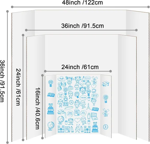 Miniatura 2 de IKAYAS - Paquete de 5 tableros de póster triples de 24 x 16 pulgadas, tableros de póster blancos de IKAYAS para proyectos, tableros de presentación