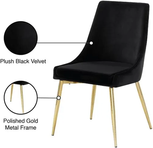 Miniatura 6 de Meridian Furniture Karina Collection Modern - Silla de comedor tapizada de terciopelo contemporánea con patas de metal resistentes, juego de 2, 19.5