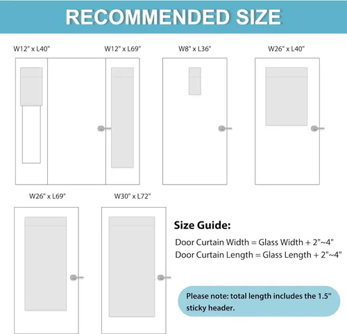 Miniatura 8 de RYB HOME - Cortina Tricia opaca para puerta francesa, oscurecimiento parcial, con aislamiento térmico, para ventana pequeña de vidrio en aula, 26
